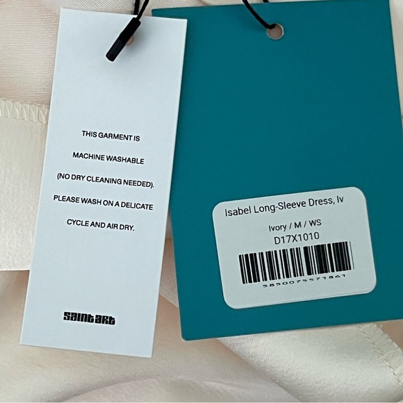 Saint Art Isabel Satin Long Sleeve Midi Dress-Champagne-Women’s M-Modest-NEW-NWT - Picture 11 of 15